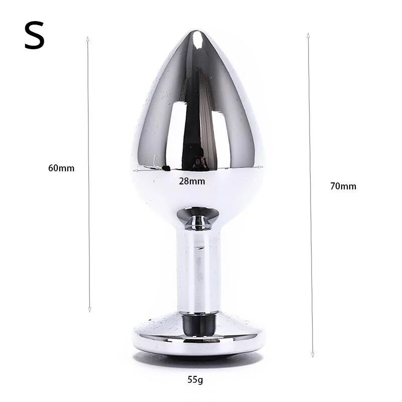 Nessus Play 2inch steel anal plug with coloured crystal stopper