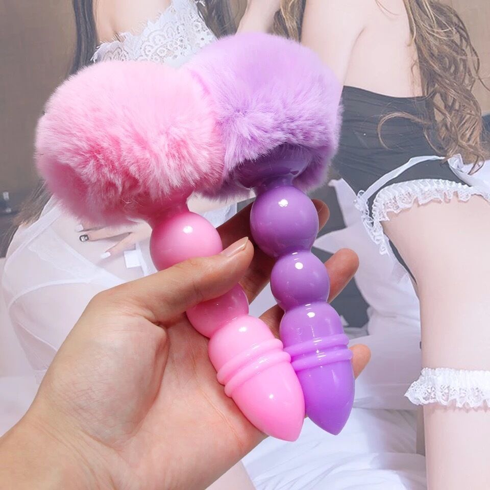 Nessus Play small ribbed fluffy bunny tail soft silicone butt plug