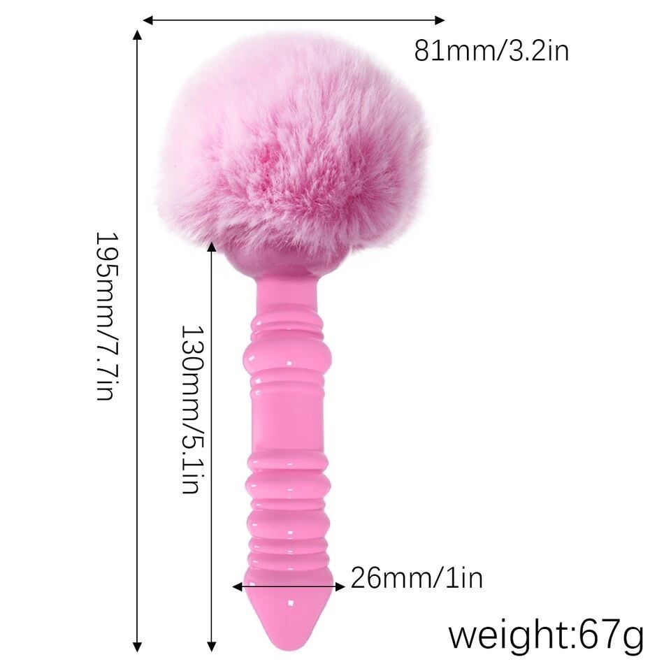 Nessus Play small ribbed fluffy bunny tail soft silicone butt plug