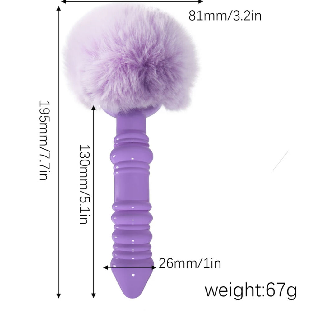 Nessus Play small ribbed fluffy bunny tail soft silicone butt plug