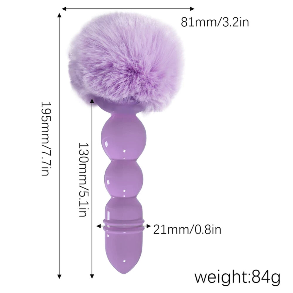 Nessus Play small ribbed fluffy bunny tail soft silicone butt plug