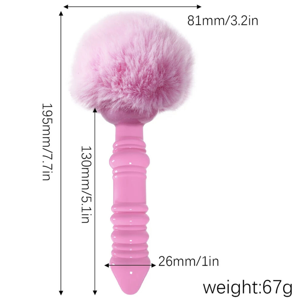 Nessus Play small ribbed fluffy bunny tail soft silicone butt plug