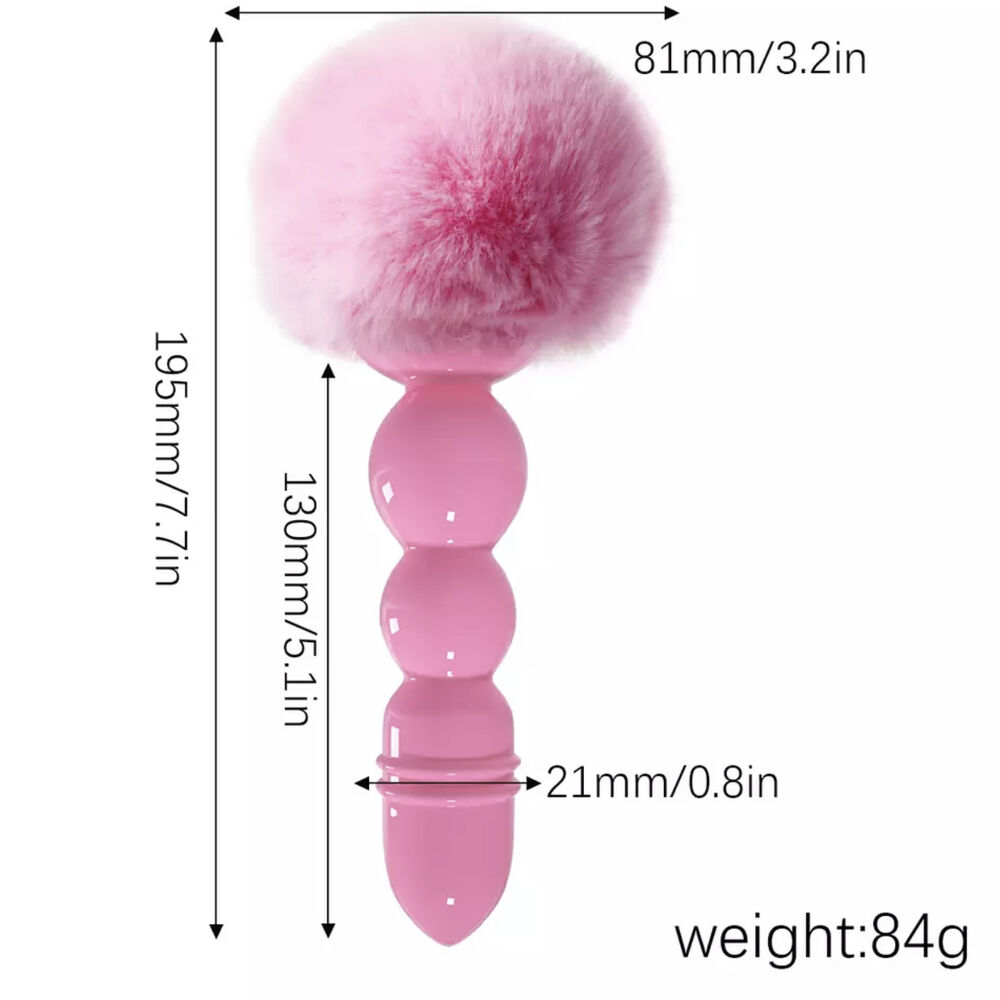 Nessus Play small ribbed fluffy bunny tail soft silicone butt plug