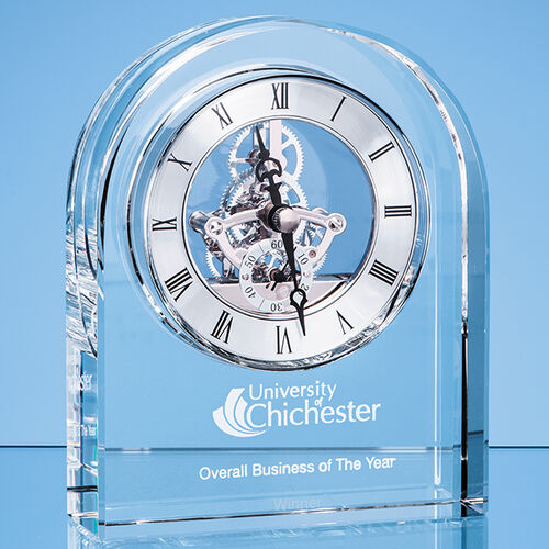 Optical Crystal Arched Clock - 14.5cm