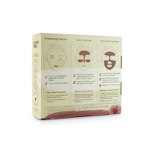 Oleum Vera Organic Nourishing Routine Kit with Rose Micellar Water, Rosehip Seed Oil & Gentle Rose Masks
