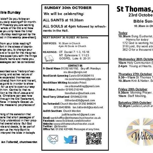 Pew Sheet | The Parish of St Thomas, Exeter