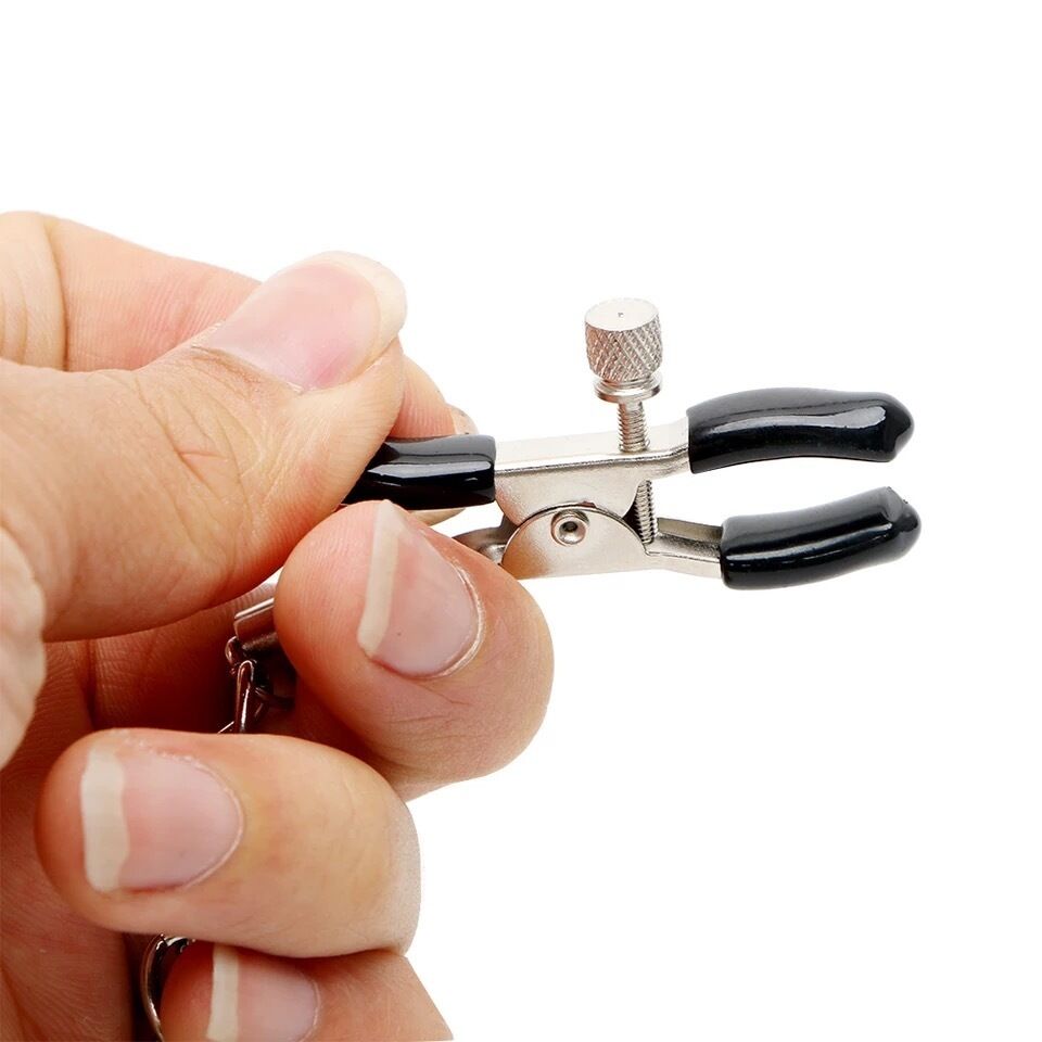 Nessus Play ball gag with nipple clamps fetish bondage play