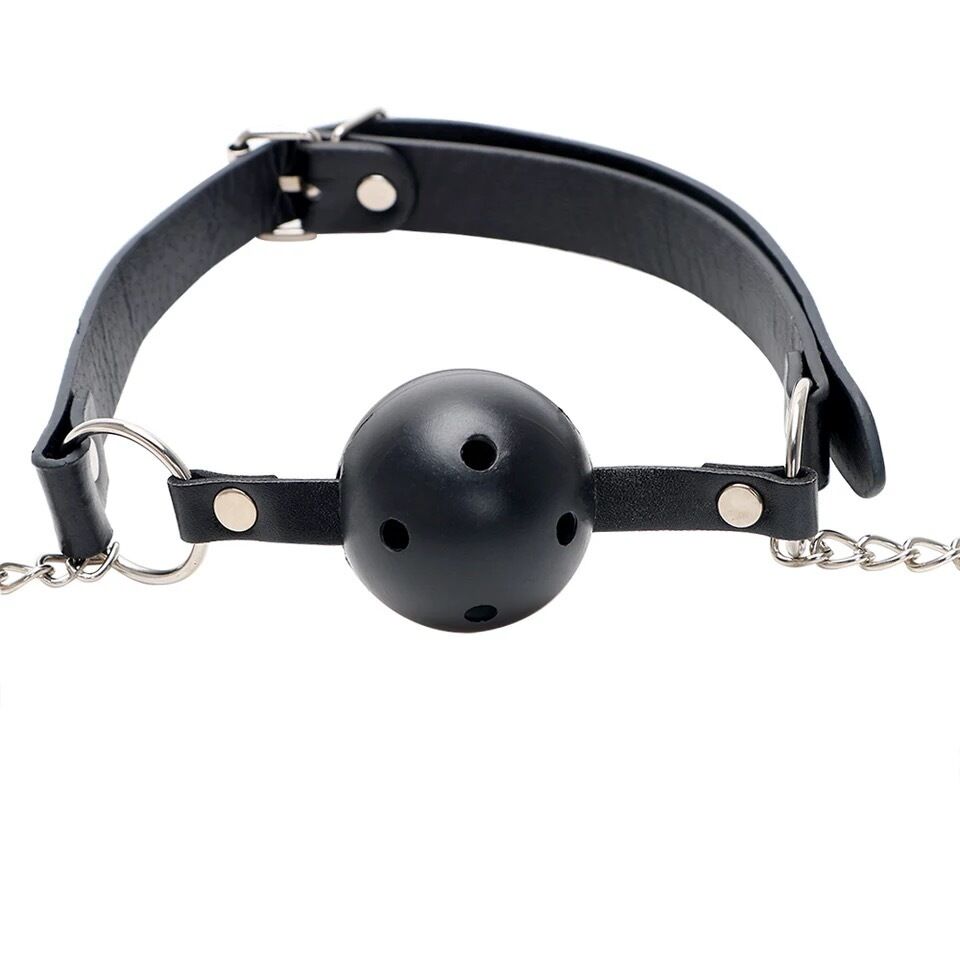 Nessus Play ball gag with nipple clamps fetish bondage play