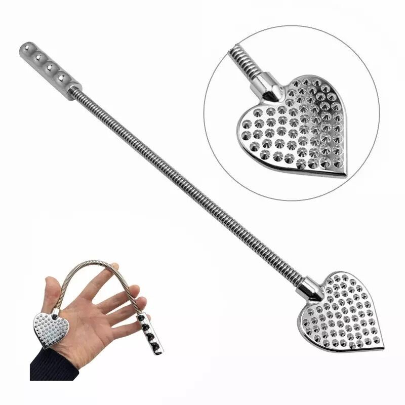 Nessus Play heart shaped bendable spanking paddle with studded head