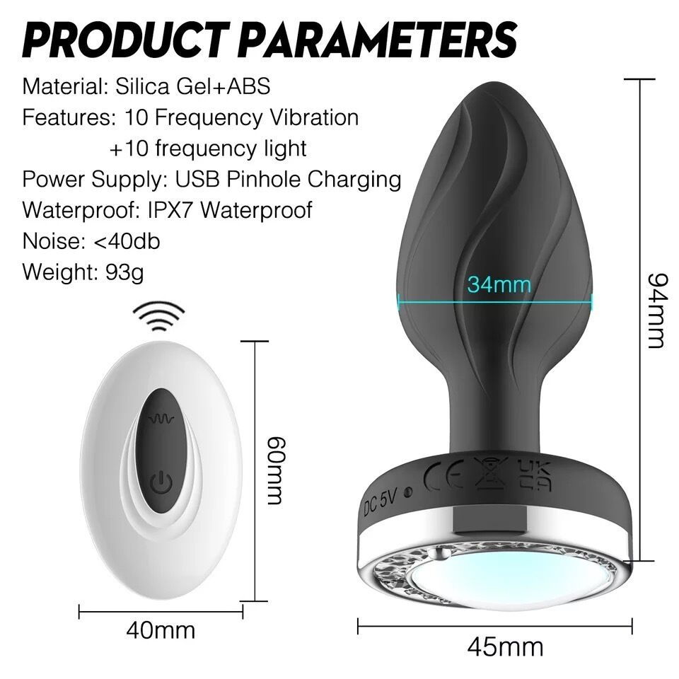 Nessus Play vibrating light up anal plug with remote control