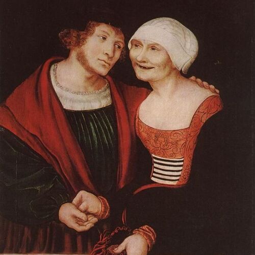 Ill-Matched Couple: Young Man and Old Woman