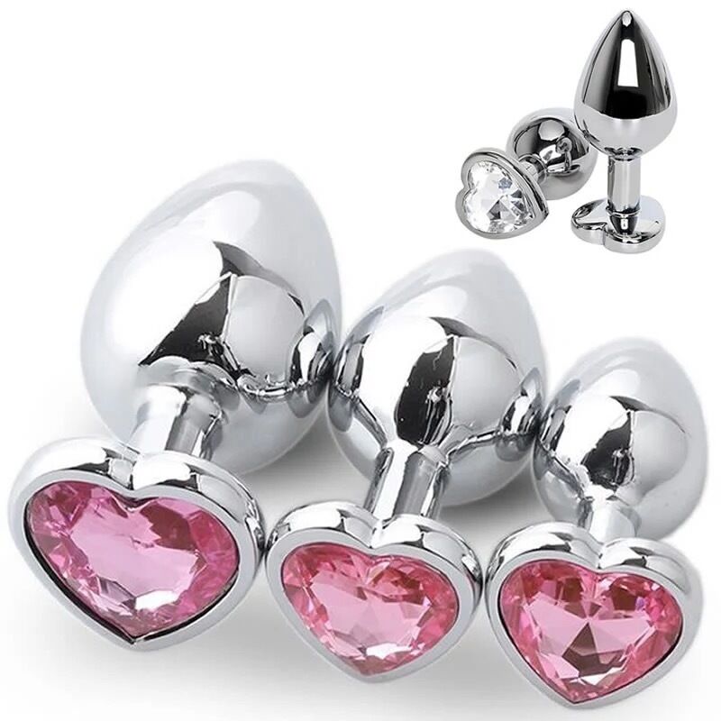 Nessus Play set of 3 size heart shaped jewel metal anal butt plug