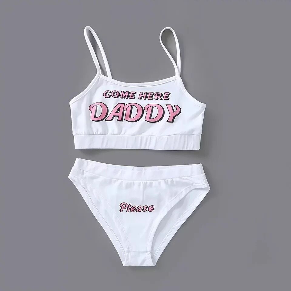 come here daddy sexy pants and bra set in white