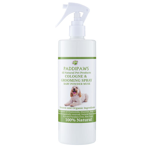 100% Natural Baby Powder Deodoriser and Grooming Spray for Dogs.