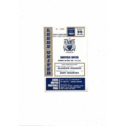 1967/68 Leeds United v Sheffield United Football Programme