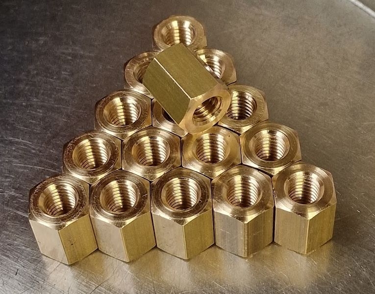 M8 CONNECTOR NUTS (13x16mm THK) BRASS