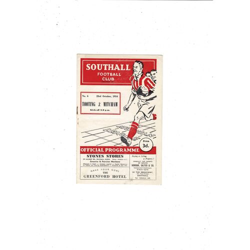 1954/55 Southall v Tooting & Mitcham Athenian League Football Programme