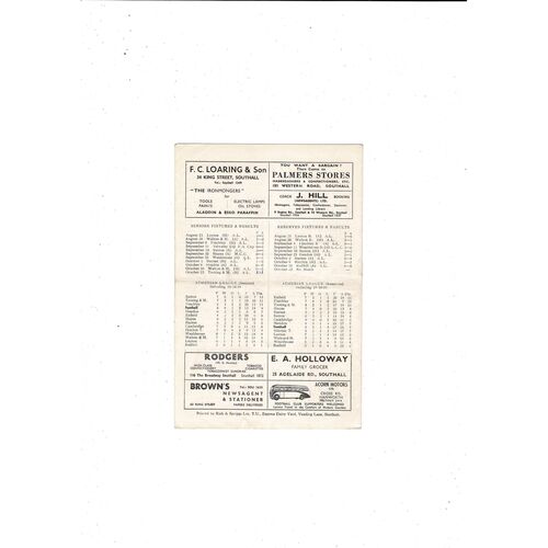 1954/55 Southall v Tooting & Mitcham Athenian League Football Programme