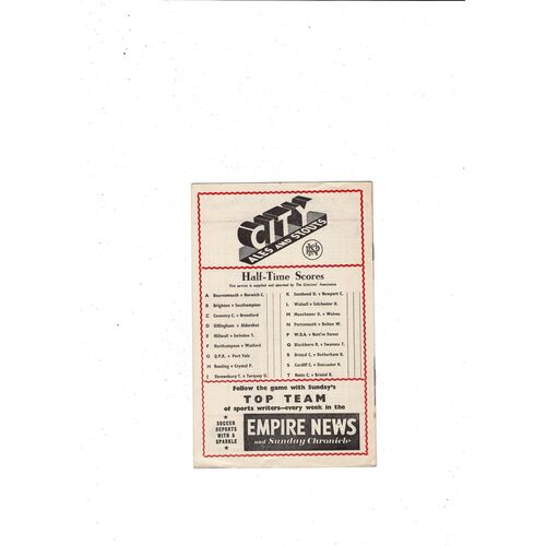 1957/58 Exeter City v Plymouth Argyle Football Programme