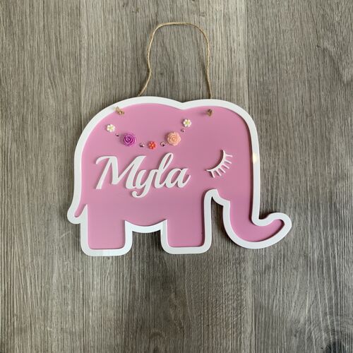 Pink Elephant name plaque