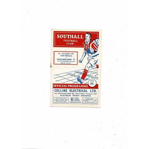 Southall v Hounslow Town FA Cup Football Programme 1956/57