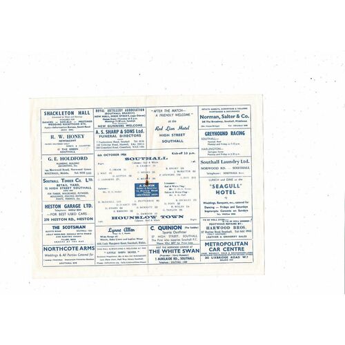 Southall v Hounslow Town FA Cup Football Programme 1956/57