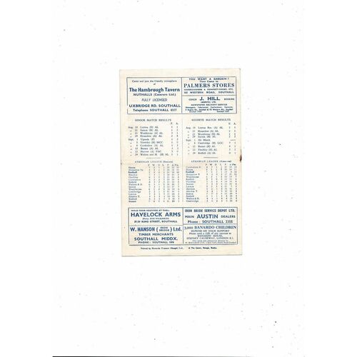 Southall v Hounslow Town FA Cup Football Programme 1956/57