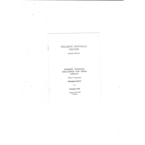 1990/91 Abingdon United v Newport League Cup Final Replay Programme