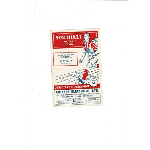 1958/59 Southall v Hounslow Football Programme