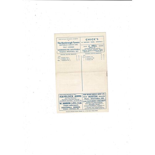 1958/59 Southall v Hounslow Football Programme