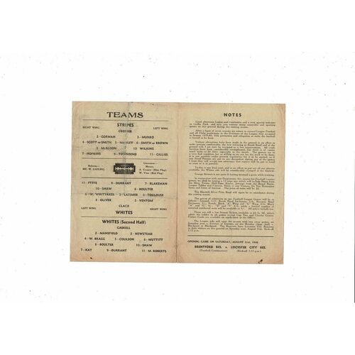 Brentford Strips v Whites Final Public Trial Football Programme 1946/47