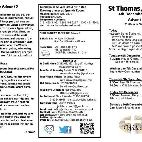 Pew Sheet | The Parish of St Thomas, Exeter