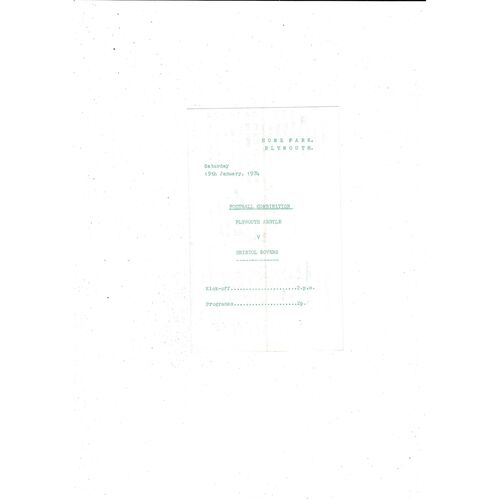 Plymouth Argyle v Bristol Rovers Football Combination Programme 1973/74