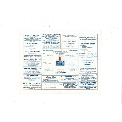 1956/57 Southall v Leyton Athenian League Football Programme