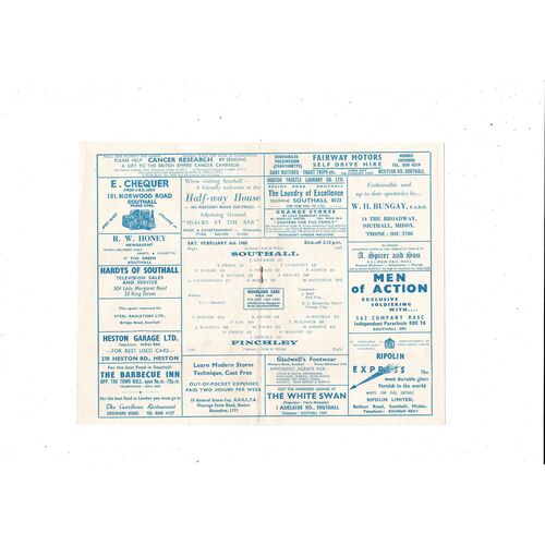 1959/60 Southall v Finchley Amateur Cup Football Programme