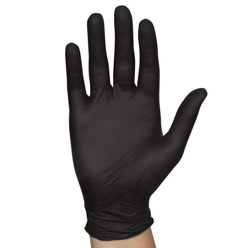 Black nitrile powder free examination gloves