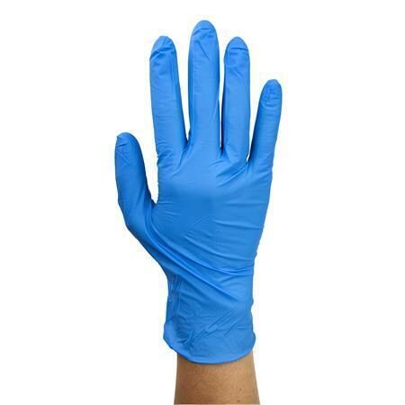 Blue nitrile powder free examination glove