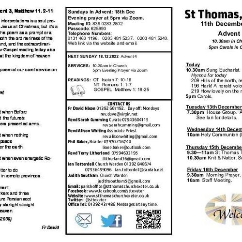 Pew Sheet | The Parish of St Thomas, Exeter