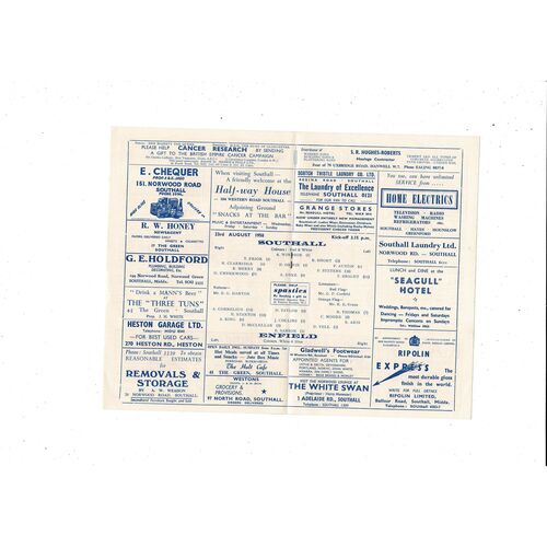 1958/59 Southall v Enfield Town Athenian League Football Programme