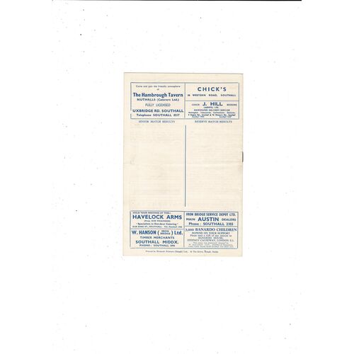 1958/59 Southall v Enfield Town Athenian League Football Programme