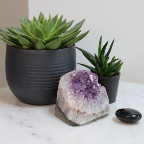 Amethyst Free Standing Geode with Polished edges