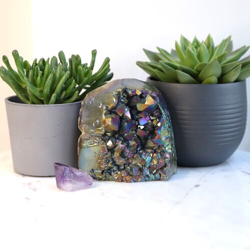 Titanium Amethyst Geode Crystal