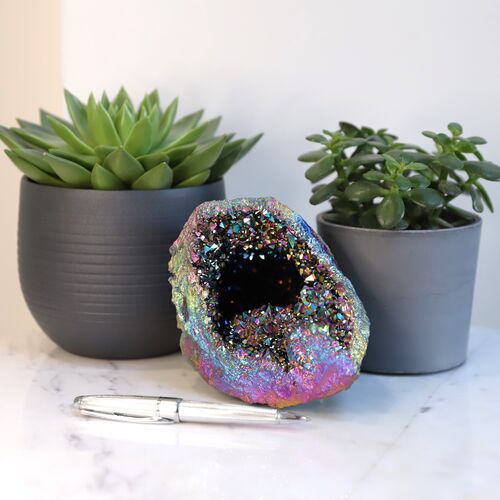 Titanium Amethyst Geode Pipe Crystal