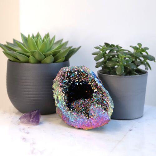 Titanium Amethyst Geode Pipe Crystal