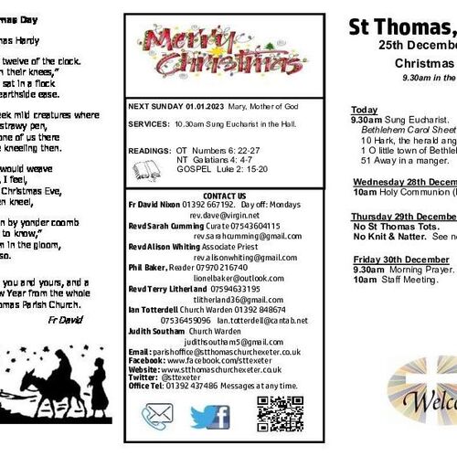 Pew Sheet | The Parish of St Thomas, Exeter