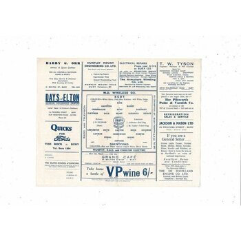 1952/53 Bury v Brentford Football Programme