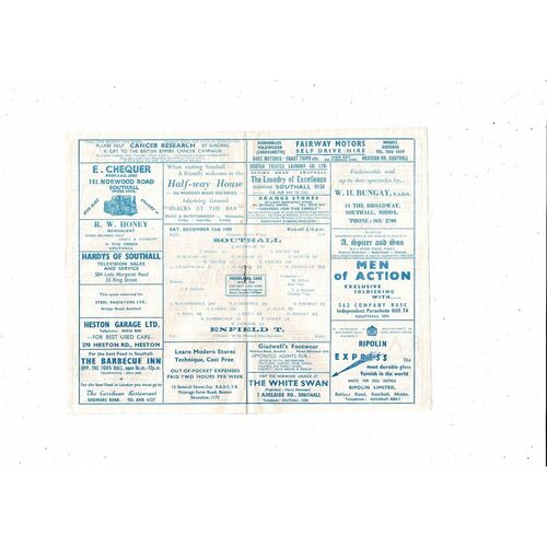 1959/60 Southall v Enfield Athenian League Football Programme