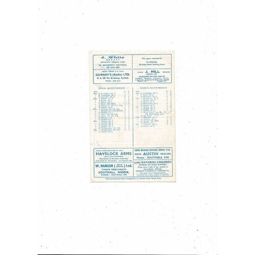 1959/60 Southall v Enfield Athenian League Football Programme