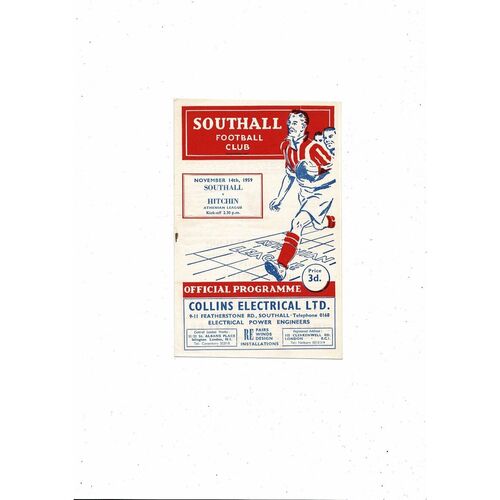 1959/60 Southall v Hitchin Athenian League Football Programme