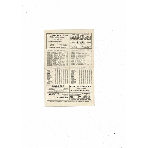 1954/55 Southall v Sutton United Football Programme